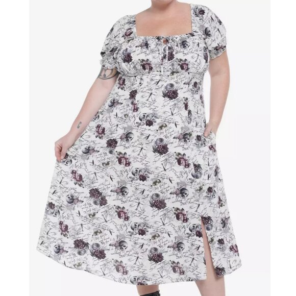 Thorn & Fable Dark Romance Ivory Empire Midi Dress Plus Size 2, 2X, 18 20 - Picture 3 of 11